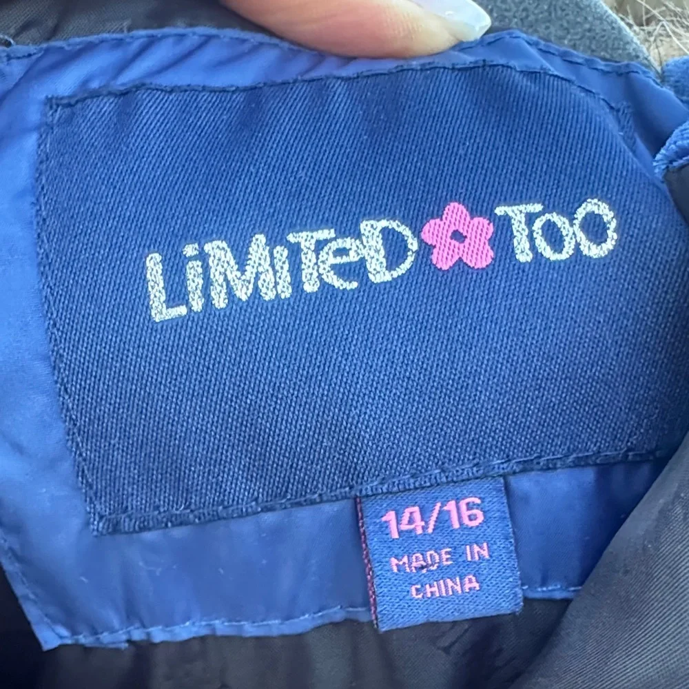 Limited Too Blue Quilted Velvet Yoke Puffer Coat with Hood - Picture 2 of 3